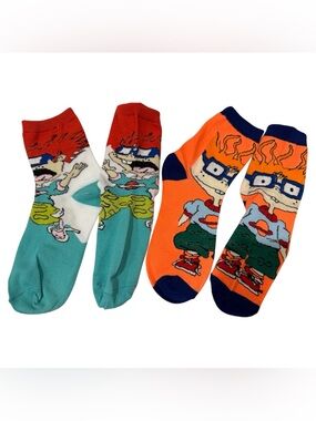 Cartoon Character Low-Cut Socks for Men - Orange & Teal